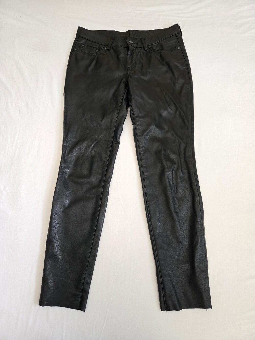 First Mfg Co Alexis Motorcycle Leather Pants Black Low Rise Lined 4 Biker